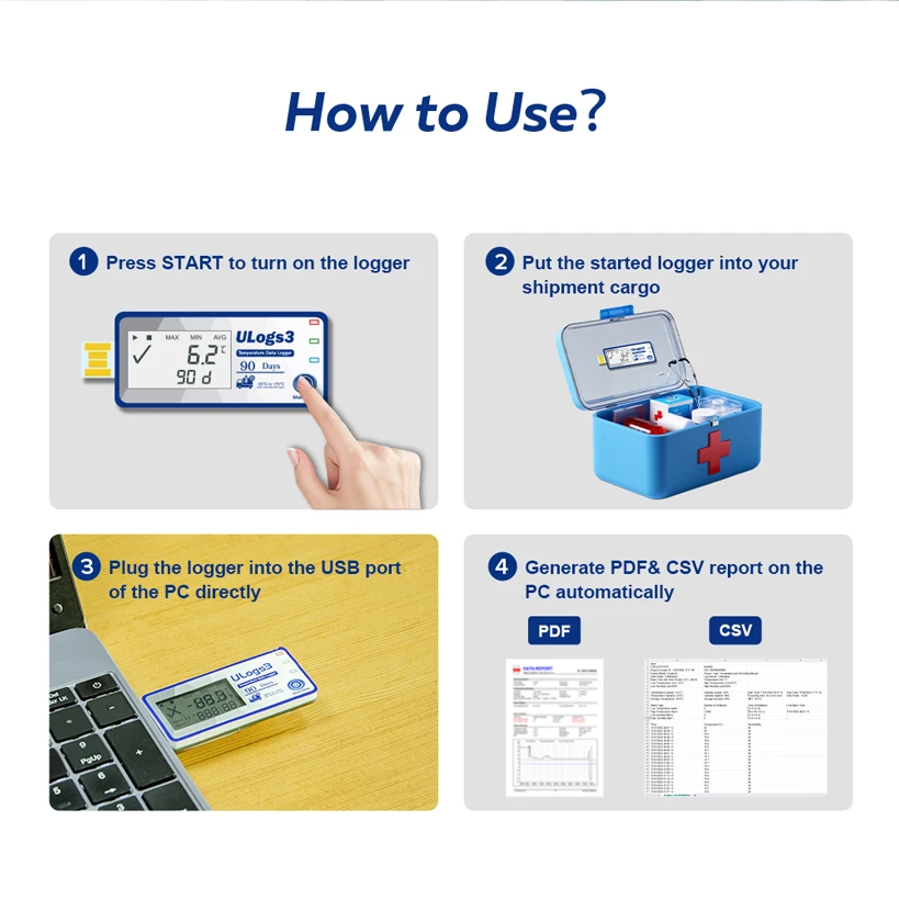 Paper Container Temperature Logger Single Use USB Temperature Data Logger for Container Monitoring