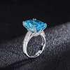 Anillo de aguamarina de tamaño abierto