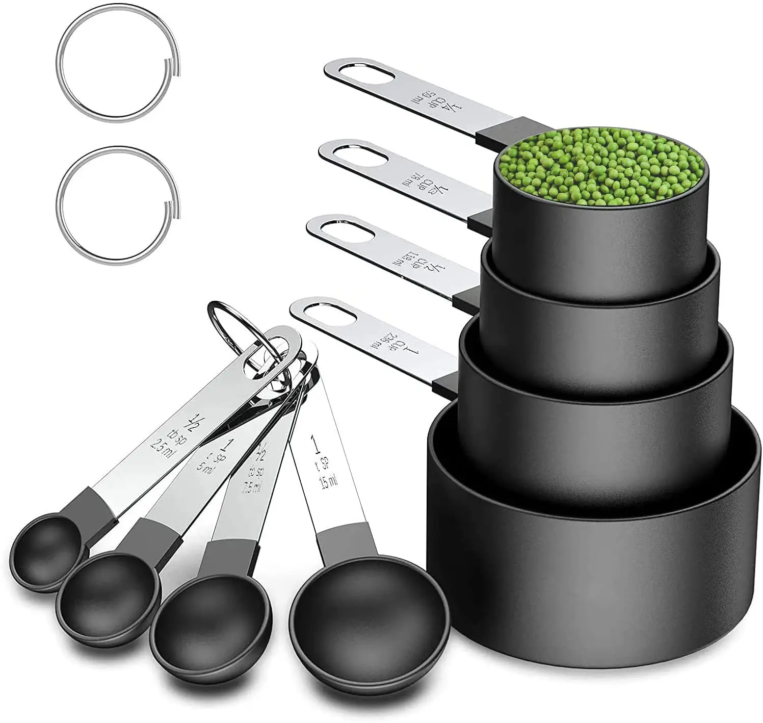 Measuring Cups and Spoons Set of 8 Pieces BPA Free Measuring Cups and Spoons with Stainless Steel Handle