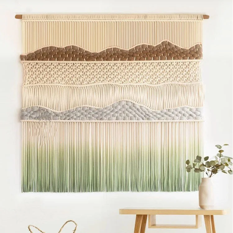 大きな染色ウール毛織りボヘミアンマクラメ手織り装飾高級壁掛け