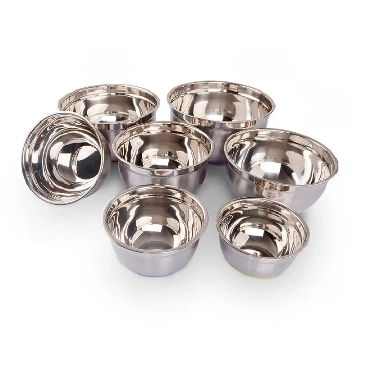 Stainless Steel Fruit Bowl Salad Plate Egg Pot Non-Slip Thickened Baking Mixing Cooking Bowl