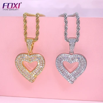SS369 FOXI jewelry 18k gold plated zircon diamond women crystal heart of ocean necklace wholesale for women 2022
