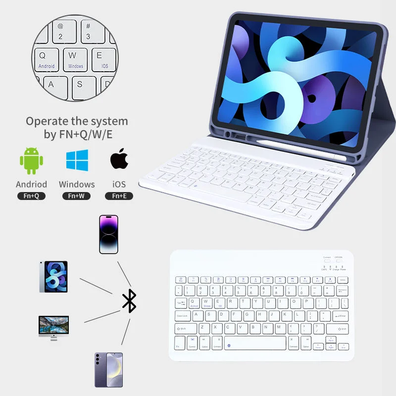 Bluetooth Magic Keyboard Case for iPad 10.9''/ 11'' Detachable Leather Folio-Style Layout Wholesale OEM/ODM/Private Label