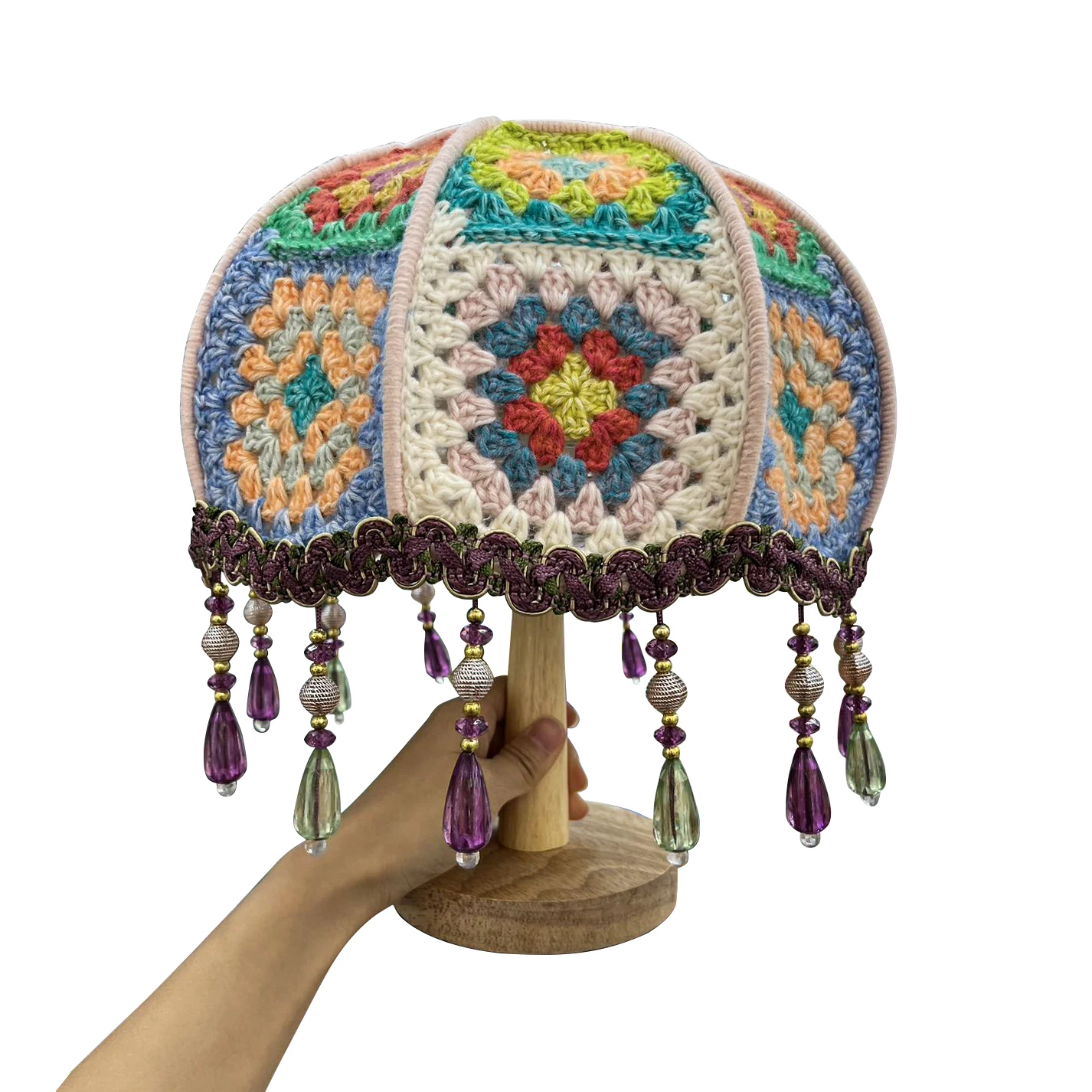 Abat-jour en tricot rétro des années 70 - Joli motif d'abat-jour clair vintage