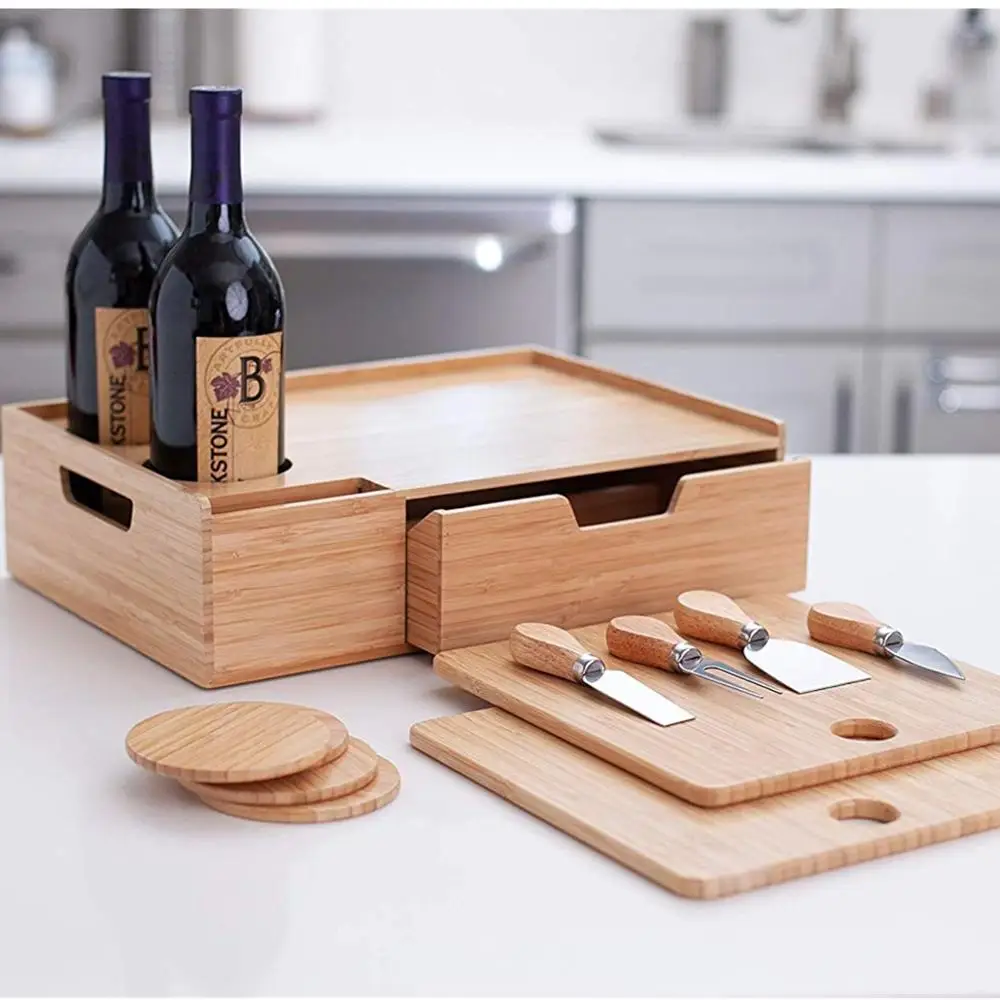 
 Горячая Распродажа, Высококачественная бамбуковая стойка для вина, доска для сыра и держатель для бокала вина  