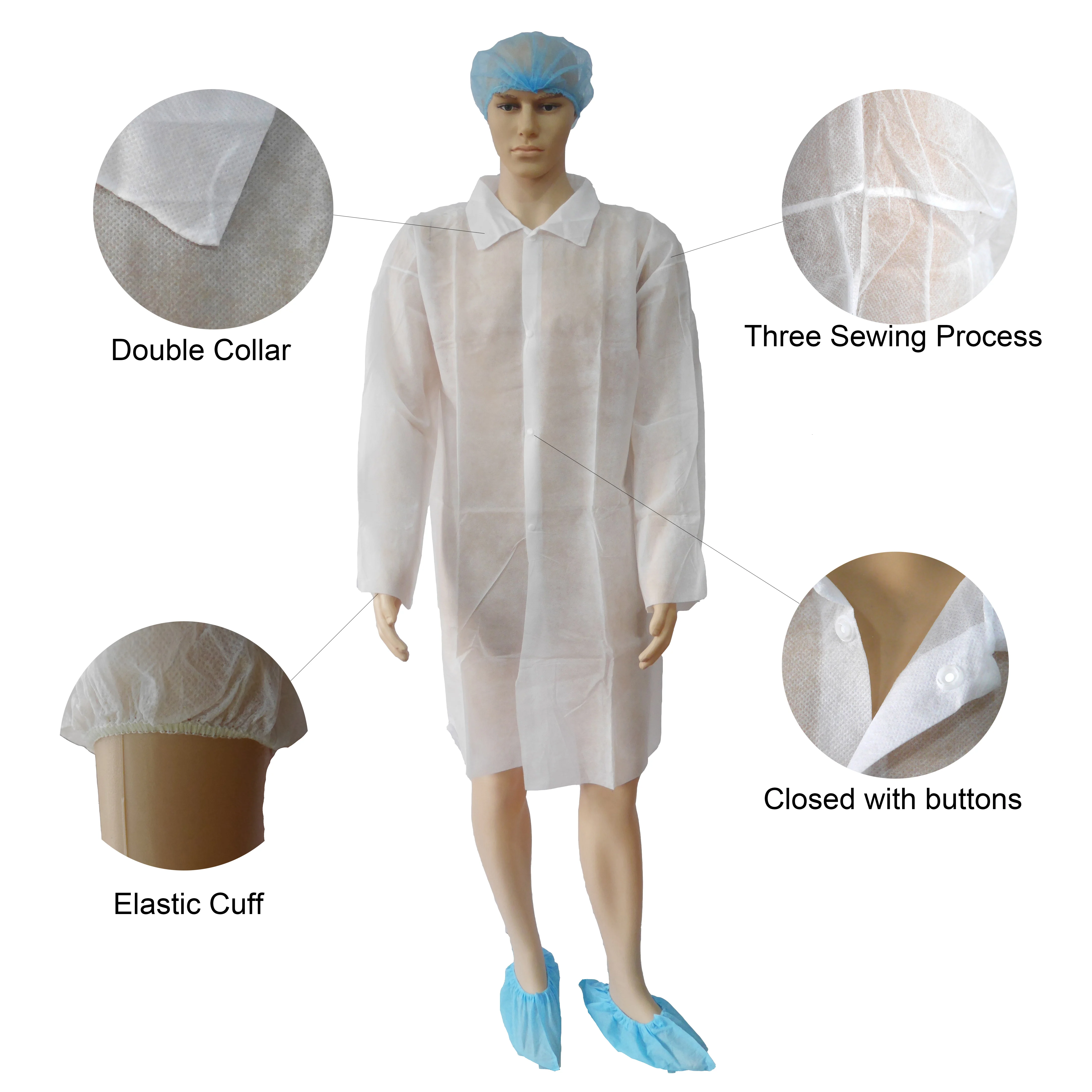 Cleanroom Miccroporous Esd Disposable Smock With Zipper Buy White