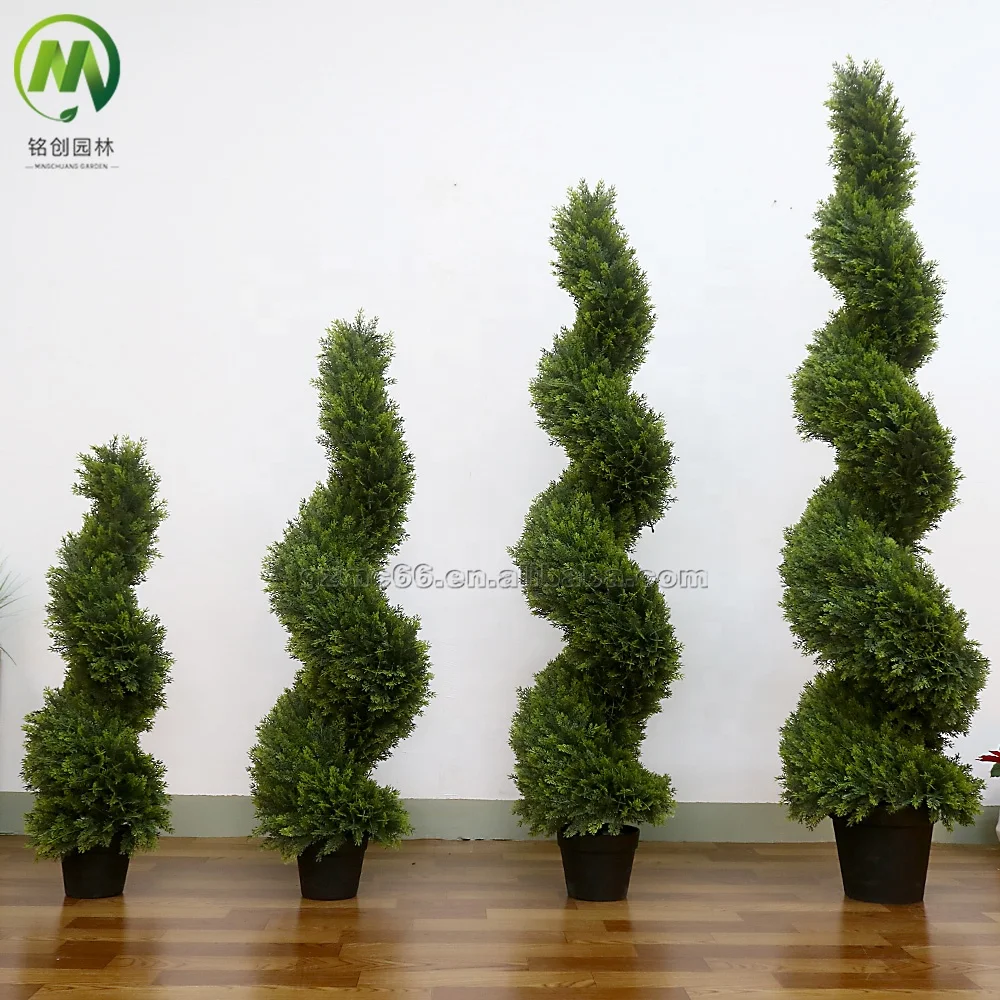 Customized Height Indoor Simulation Plant Artificial Topiary Trees  Outdoor Spiral Cypress Tree for Garden Landscaping