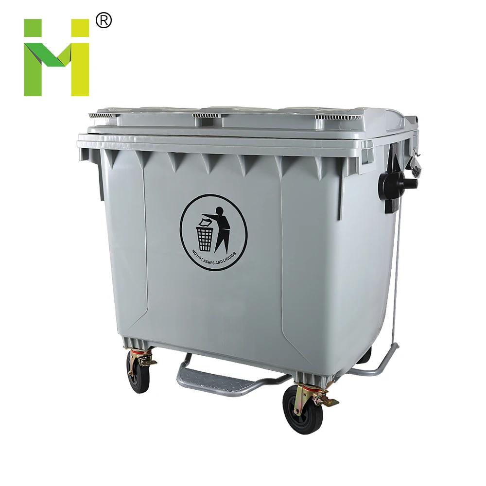 
1100L 1200 660 мусорный ящик Крышка пластикового мусорного ведра рециркулирует на открытом воздухе отходов большой мусорные баки с колесами 