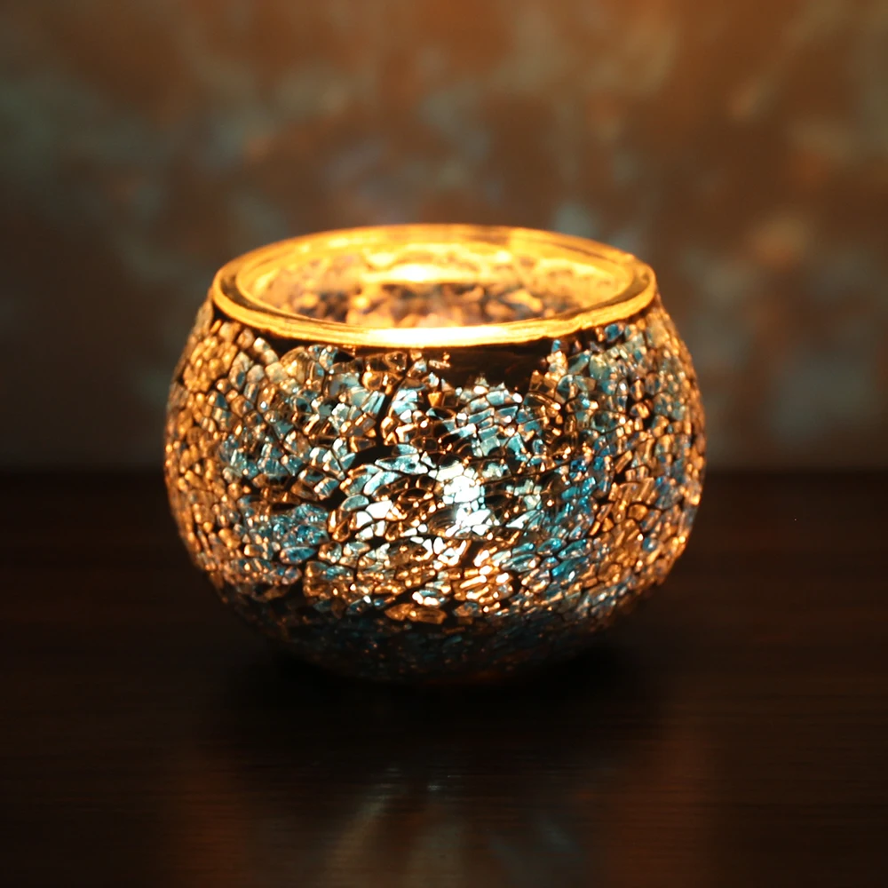 Romantic Stained Mosaic Tealight Candle Holders,Candle Holder For