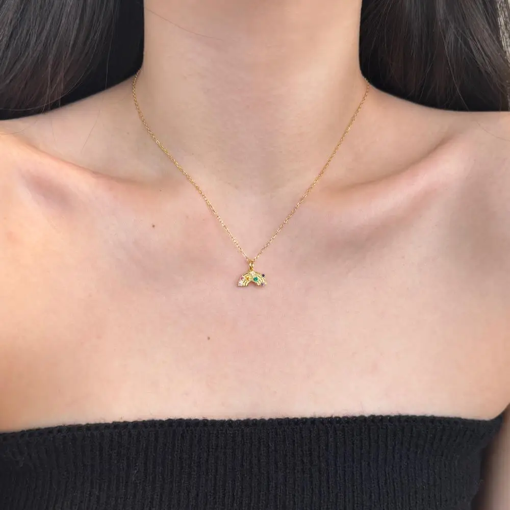 KAKODIY beautiful colorful zircon necklace jewelry 925 sterling silver 18K gold plated rainbow pendant necklace for women detail 3