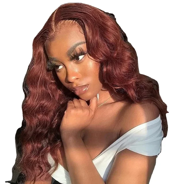 Ossilee Wholesale 4x4 Red Brown Body Wave Pre Plucked Human Hair Lace Front Wigs For Black Women Brazilian 100% Human Hair Wig