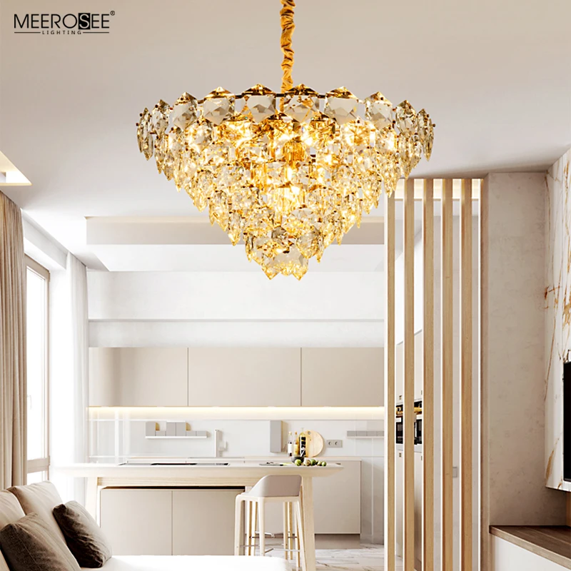 MEEROSEE Hexagram K9 Crystal Pendant Light Modern Chandelier Chandeliers Lamparas Chandeliers & Pendant Lights for Home MD86801