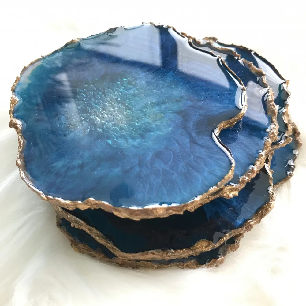 Natural Agate Stone Slice Decorative Semi Precious Stone Cup Mat Natural Agate Coaster