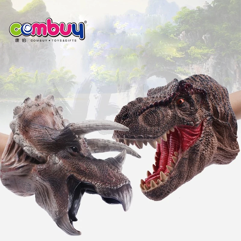 Play Cartoon Toys Rubber Animal Head Dinosaur Hand Puppet