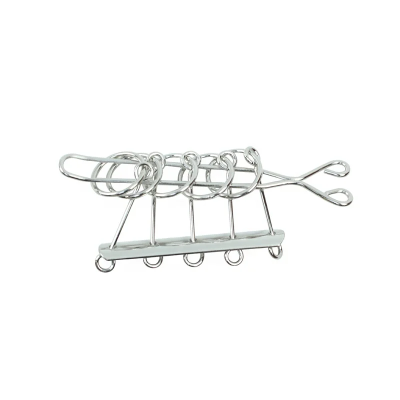 Puzzle Metal Wire Double Loop Solutions 3D Puzzle Diy Toy IQ Test Mind Game Toy Brain Teaser Metal Wire Puzzle with Pouch