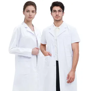 100% Cotton Unisex Long-Sleeved Doctor Lab White Coat Fabric Thickened for Medical Students and Hospital Use