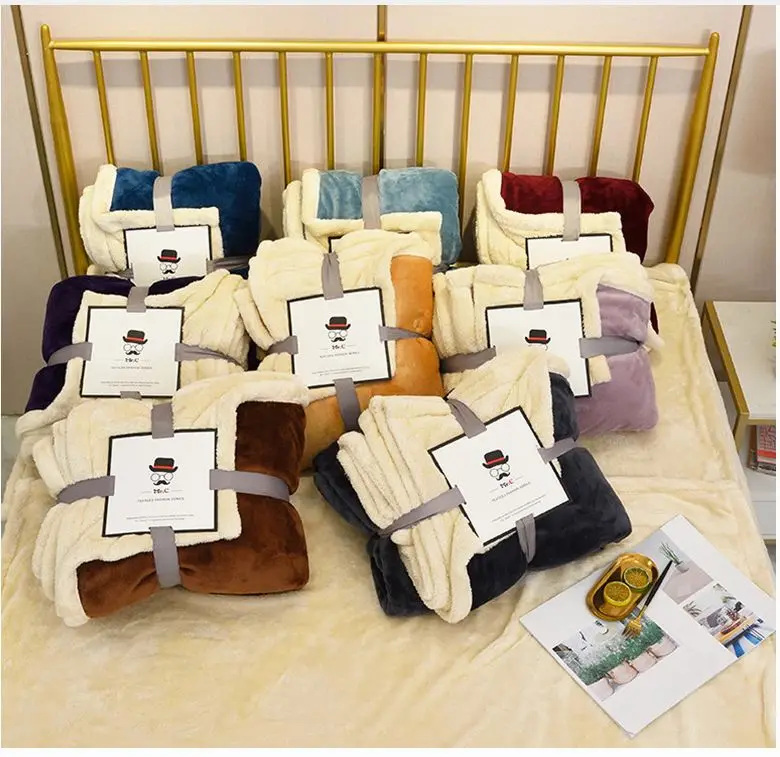 Двухслойное плюшевое флисовое покрывало из микрофибры (теплое/уютное/пушистое)