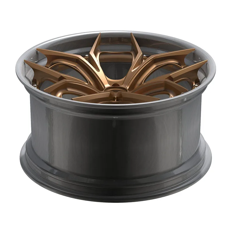 2 Piece Mate Bronze Face Aluminum Alloy Forged Wheels 16 17 18 19 20 21 22 23 24 Inch 5x112 5x114.3 5x120 Rim Hub factory