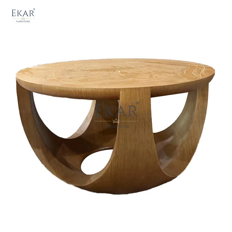 product modern nordic design round side table solid wood with carved tabletop suitable for home or villa-62