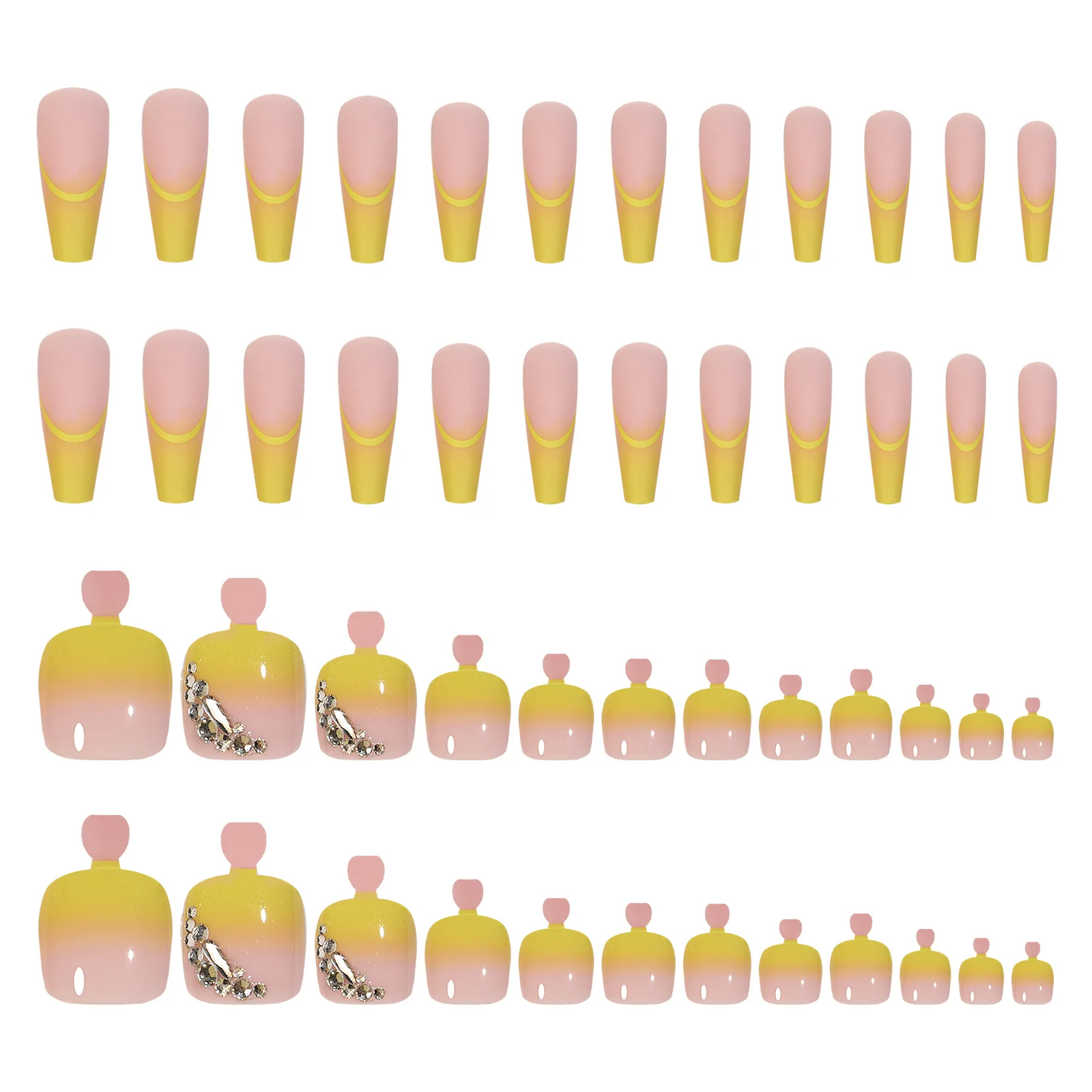 Factory Price 48 Pcs/box Red Color Coffin French Designs Manicure Nail and Toe Nails Press on Matching