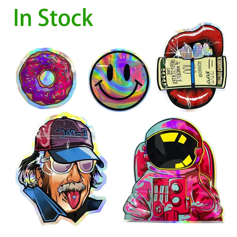 Smell Proof Die Cut Holographic 3.5g Customized Printed Resealable