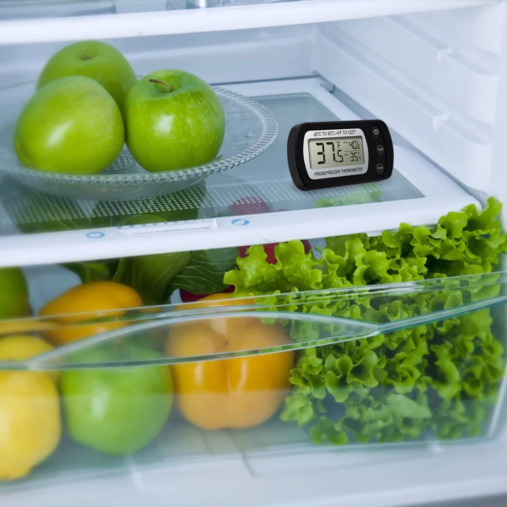 Digital Display Household Refrigerator Fridge Thermometer Thermometers with Magnet and Hook Freezer Thermometer