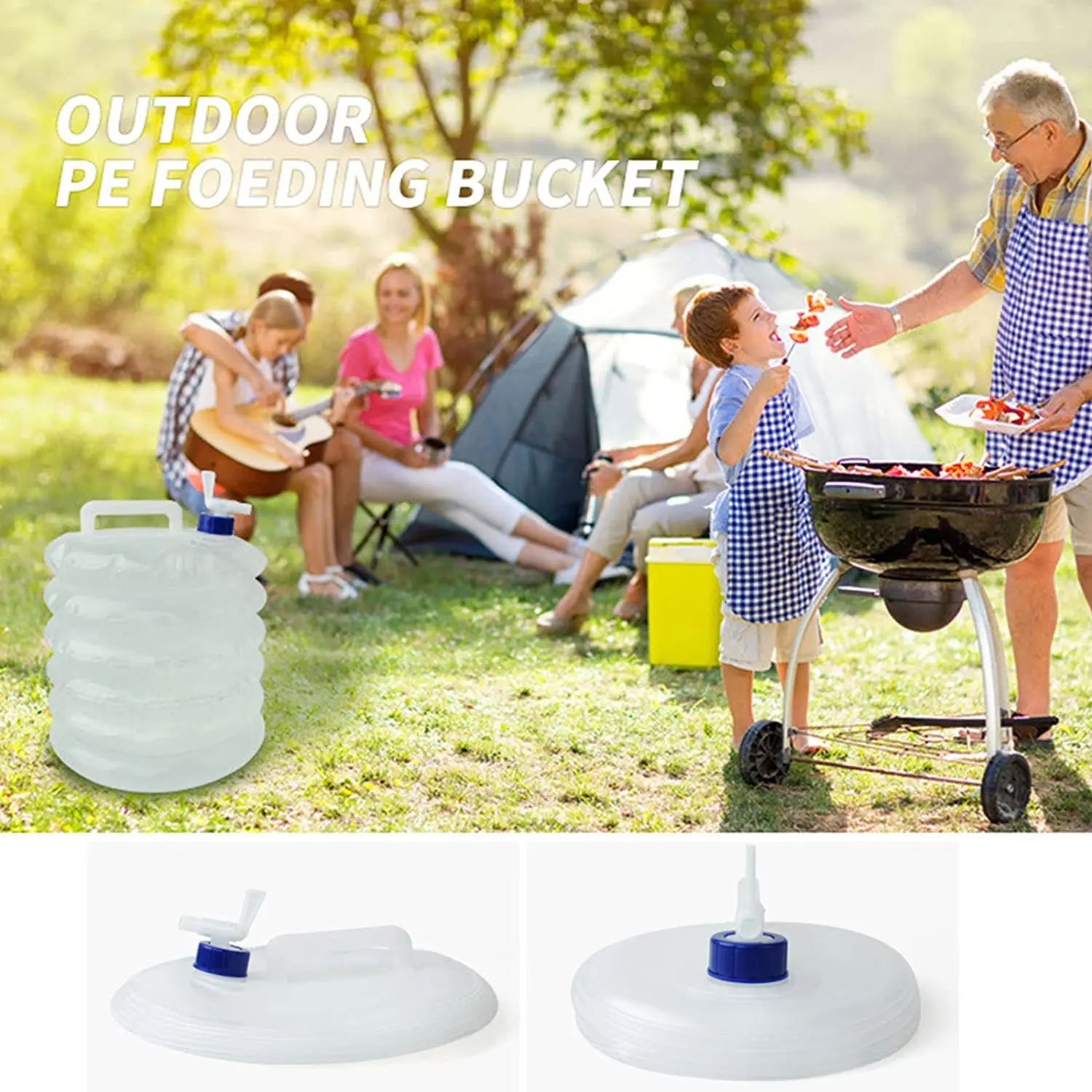 Outdoor picnic hiking camping accessories folding bucket folding water container