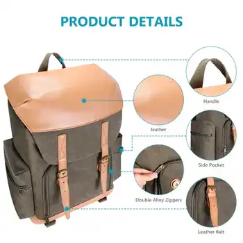 Neewer Camera Backpack Canvas Bag Photography Backpack Water-proof DSLR SLR Camera Bag for Mirrorless Camera Video Camcorder Bag detail image