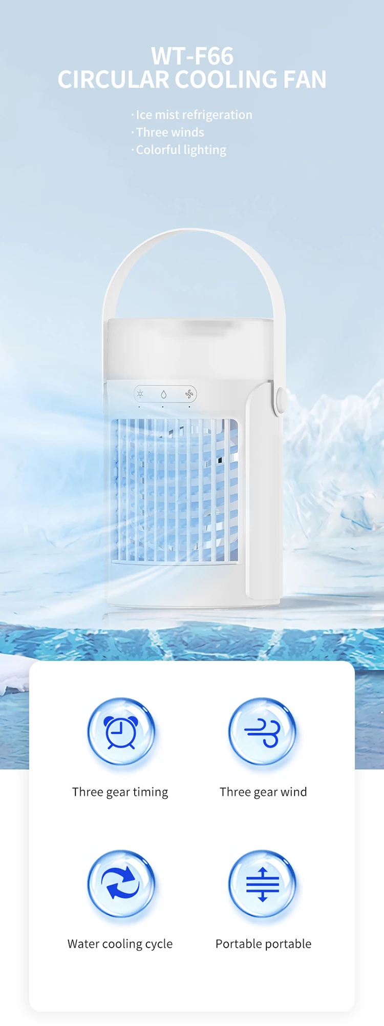 IMYCOO New Arrivals Rechargeable Ice Water Air Conditioner Fan Portable ...
