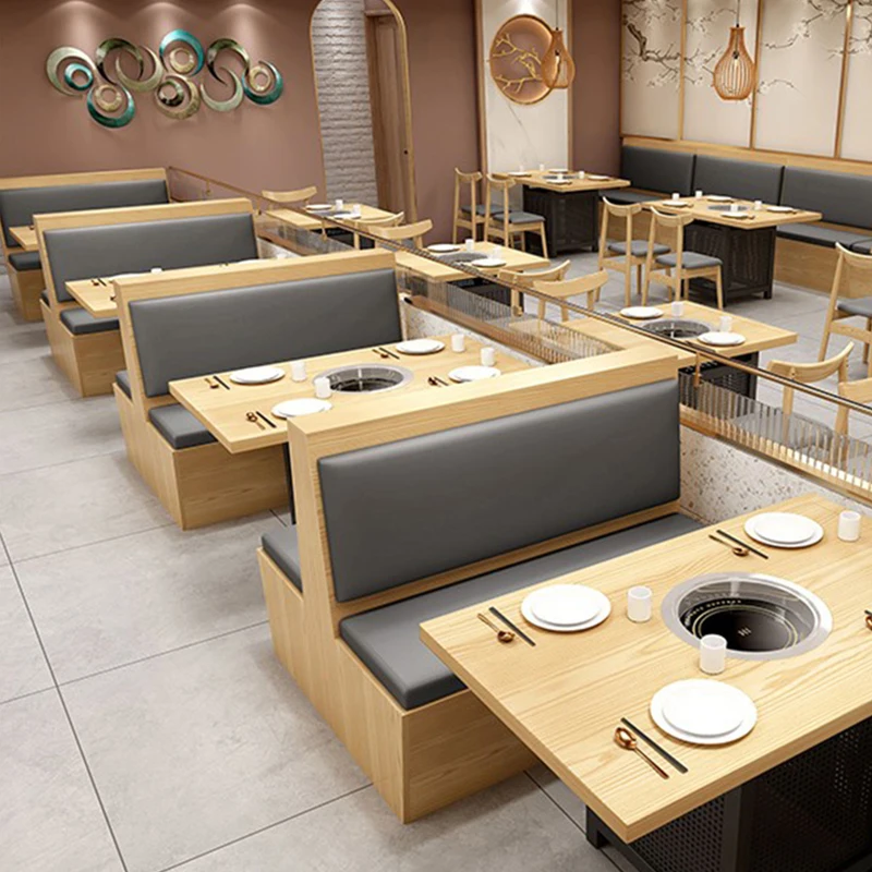 Modern Simple Solid Wood Leather Dining Booth Chairs for Fast Food