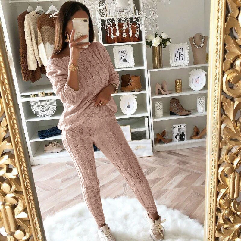 wholesale cardigan sets woman 2 piece sweater set