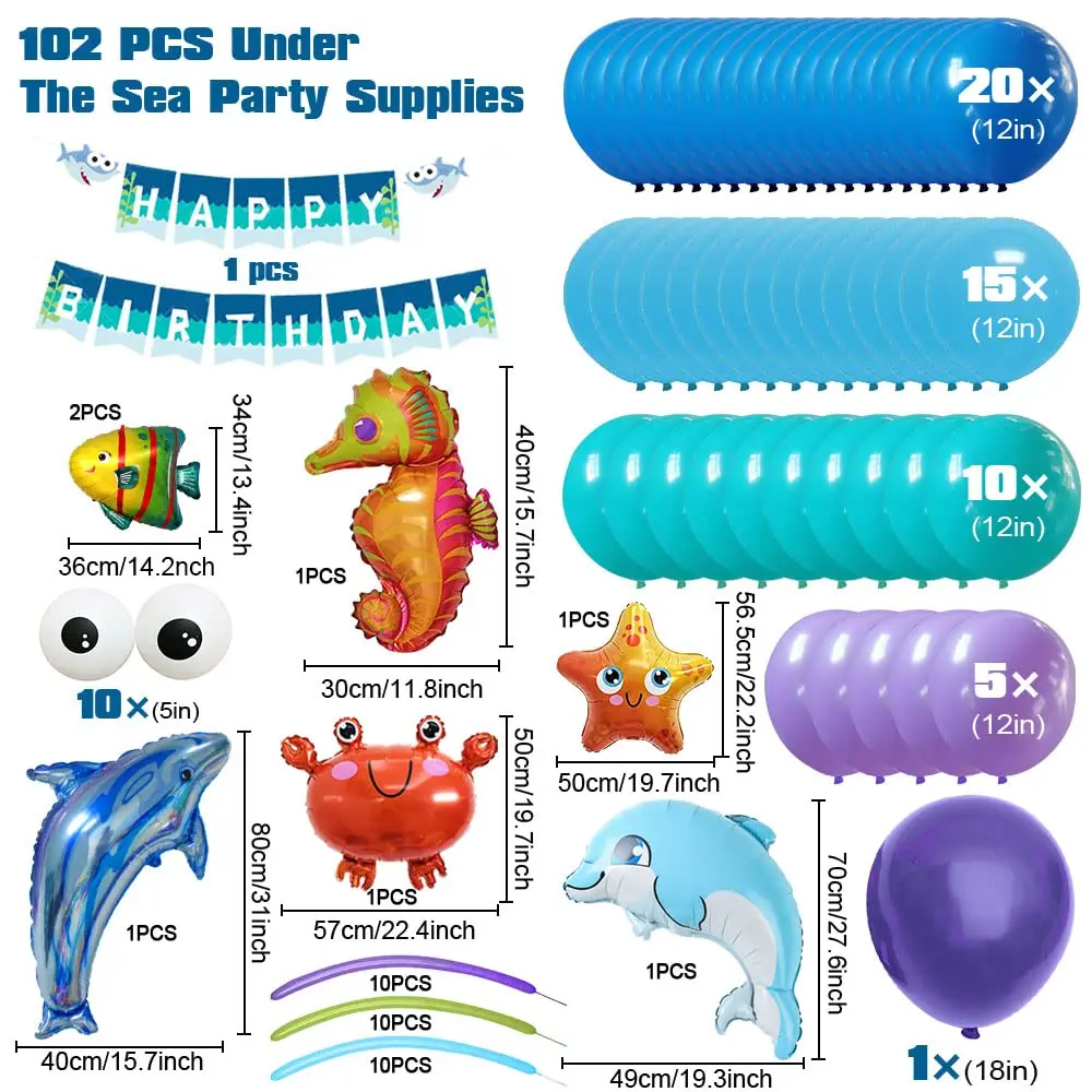 164pcs Ocean Balloon Garland Arch Kit Under The Sea Party Decorations With  Fish Sea Horse Submarine And Octopus Balloons For Under The Sea Themed  Party Birthday, Today's Best Daily Deals