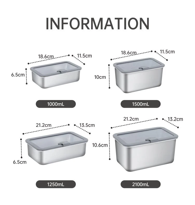 Lekfre Food Storage Containers With Tempered Glass Lids 304 Stainless Steel  Storage Containers Meal Prep Containers for Kitchen