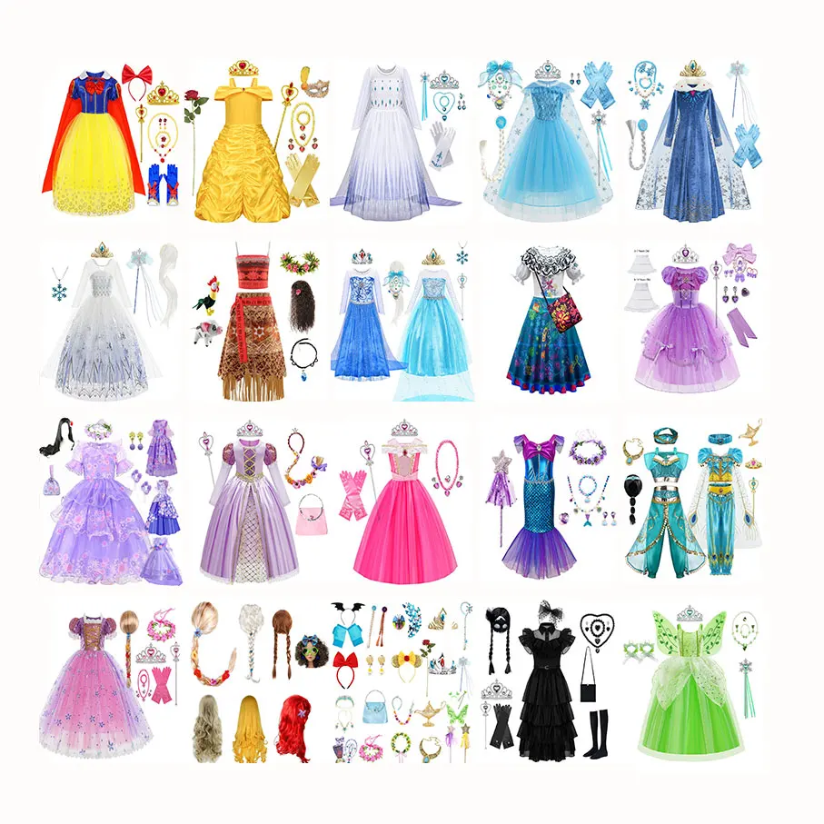 2024 Dress Girls Fancy Elsa Anna Snow Belle Princess Dress Costume Up   H667ab4de8789441d826ac05db1ed0940y 