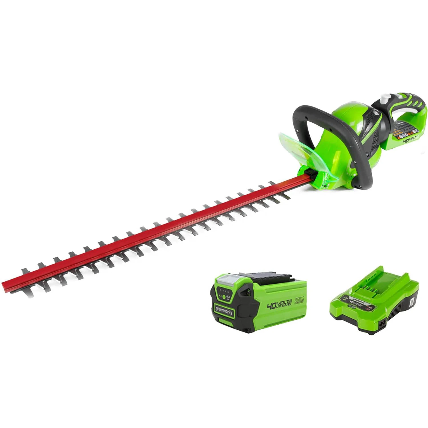 Greenworks 40V 24 Inch Cordless Hedge Trimmer with 2.0Ah Battery and