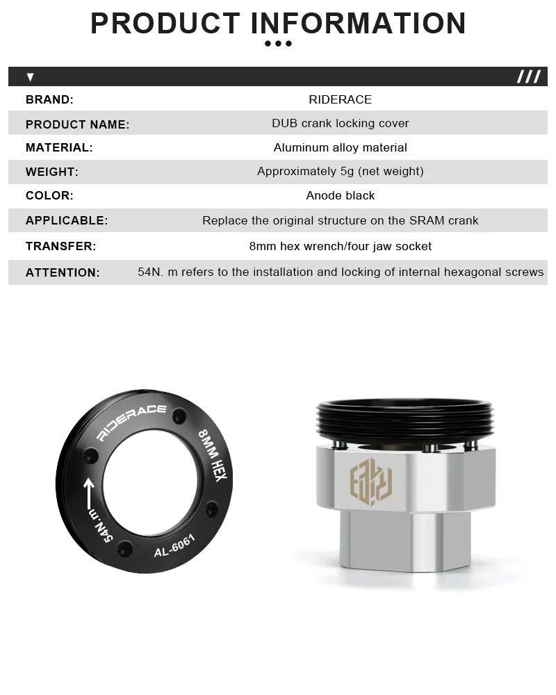 RIDERACE Bike Crank Arm Stainless Steel Compact Crankcase Cover Removal Tool Bicycle Crank Bolt Extractor Tool for SRAM DUB BB30