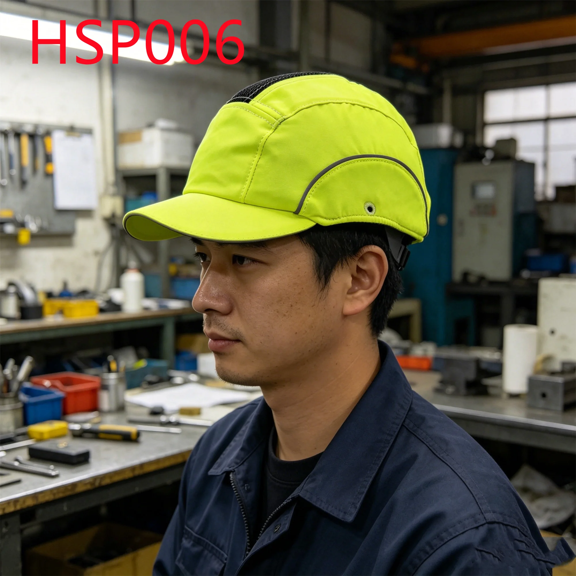 HY,narrow Space Operation Anti-collision ABS Safety Helmets Roofing Work Fluorescent Yellow Bump Cap with air Hole HSP006