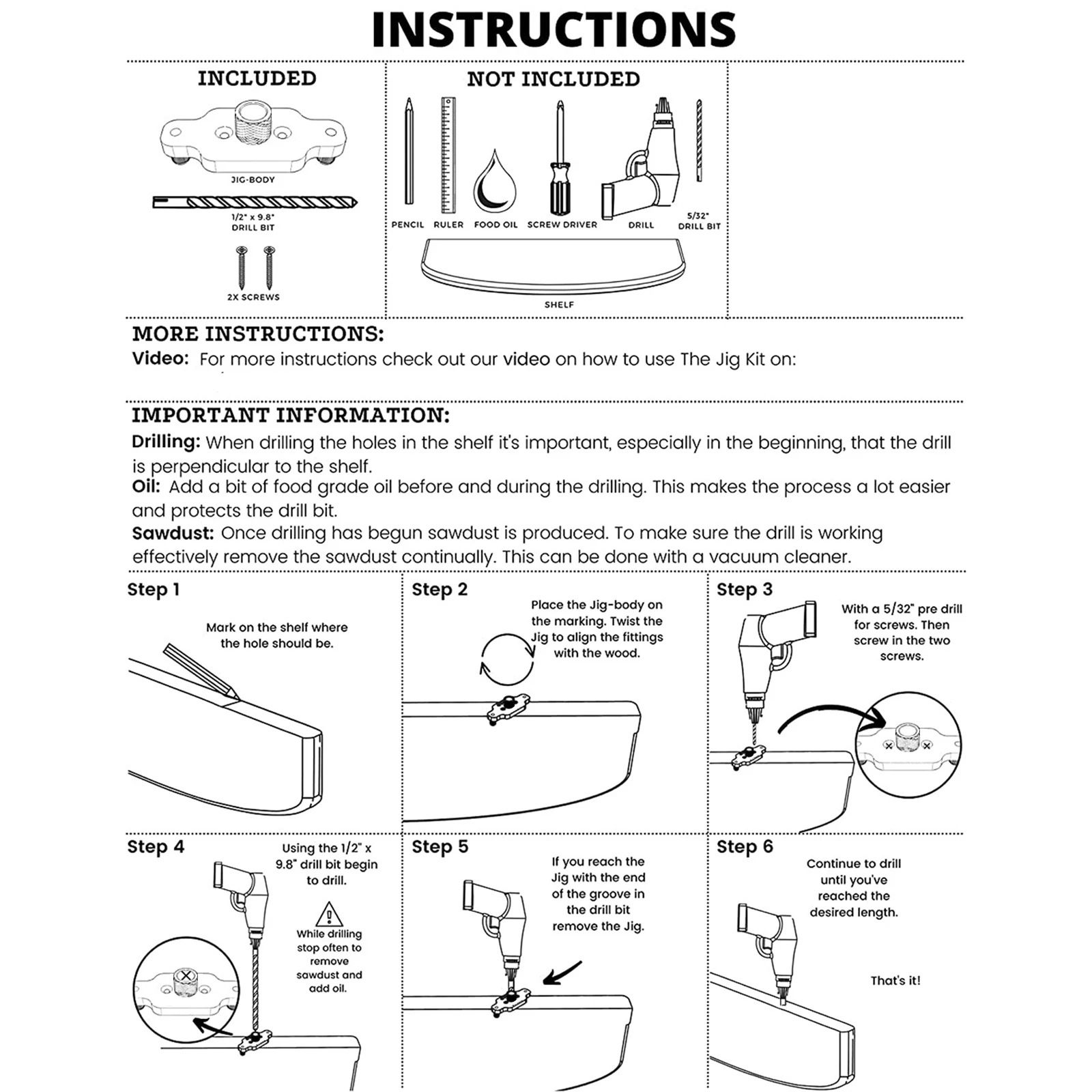 Dowel Jig Kit For Floating Shelf Bracket 1/2 Inch X 9.8 Inch Long