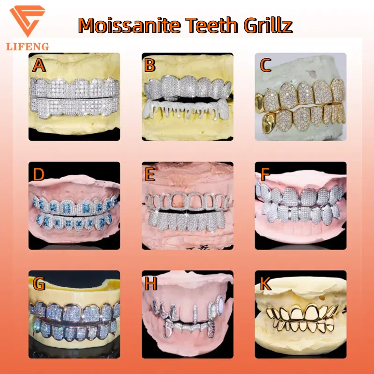 Real SOLID 925 Sterling Silver GRILLZ – Top & Bottom Teeth, Tekashi69 Rainbow Color, Italy