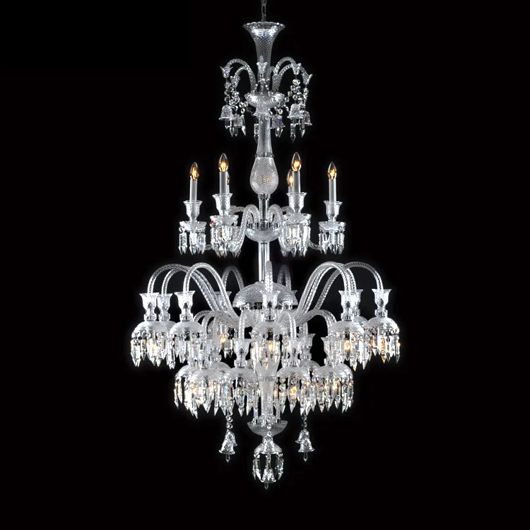 MEEROSEE Clear Crystal Chandelier Big Chandelier Candle for Staircase MD87089