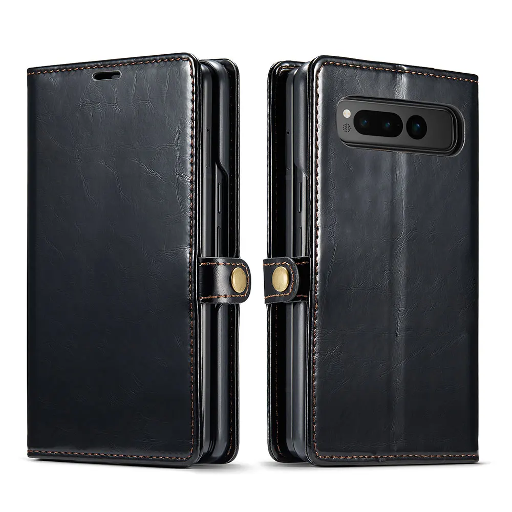 Laudtec Sjk690 Wallet Card Mobile Phone Case Leather Simple Business Skin Friendly Anti Scratch For Google Pixel Fold