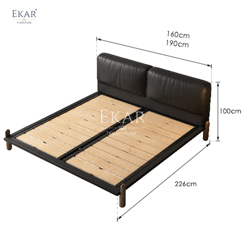 product new design ekar nappa leather and pine steel slats bedroom bed-65