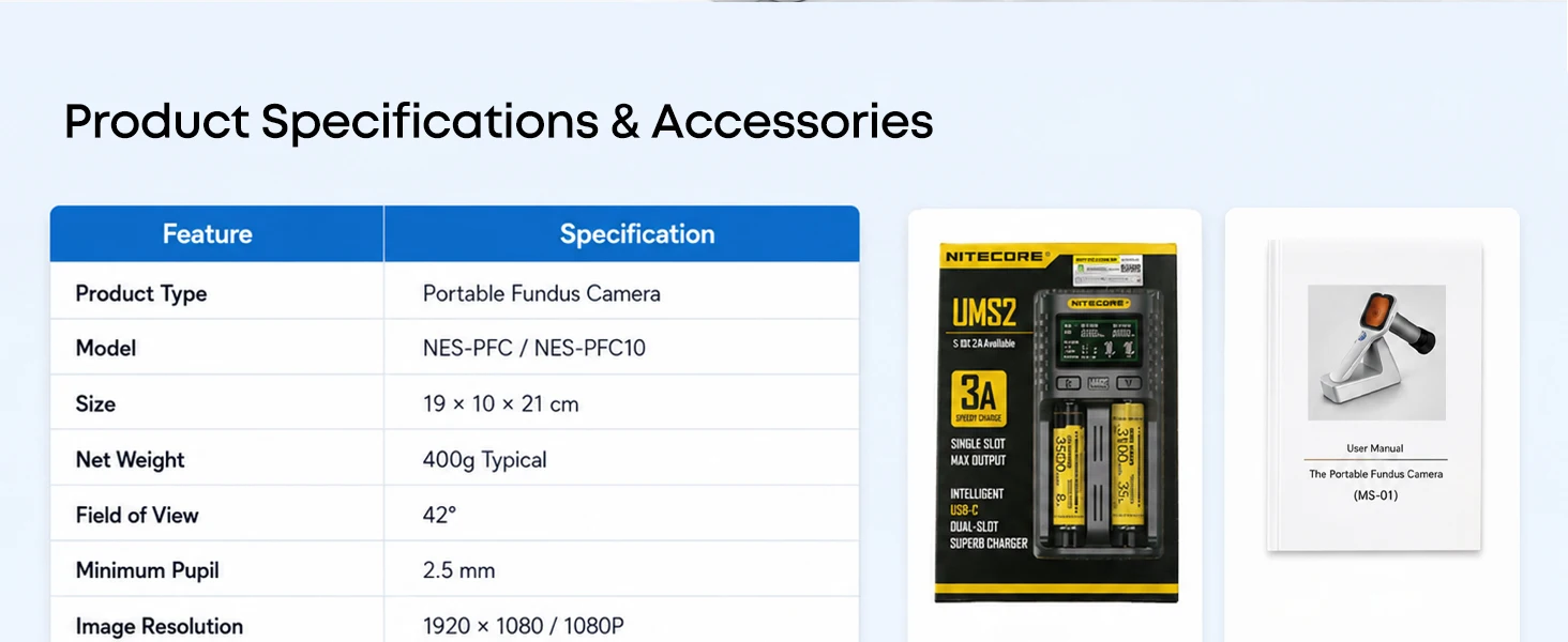 Auto Eye Handheld Fundus Camera Non-mydriatic Automated Retinal Imaging Fundus Camera HFC-1