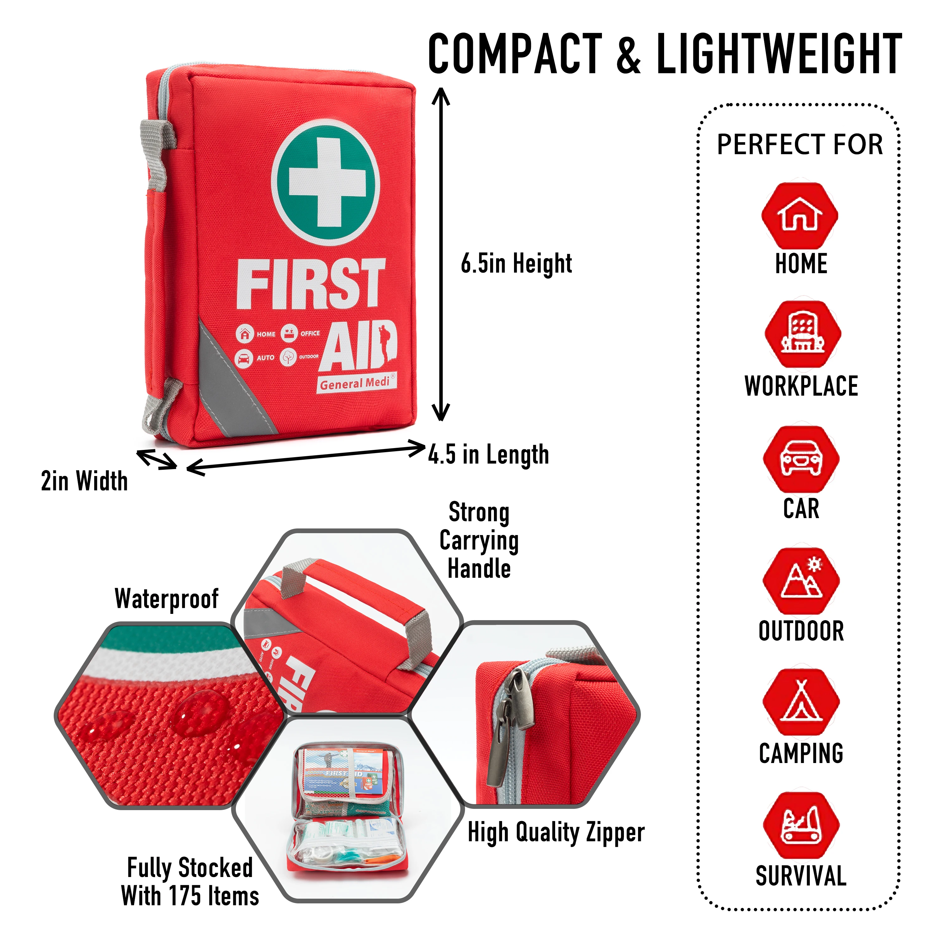 Hot Sale Professional 175 Pieces First Aid Kit Suppliers Portable Trauma Bags Personal First Aid