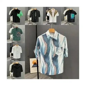 Designer High Quality Basic Polyester Plaid Workwear Business Printing Men Button Down Shirt formal men's shirt