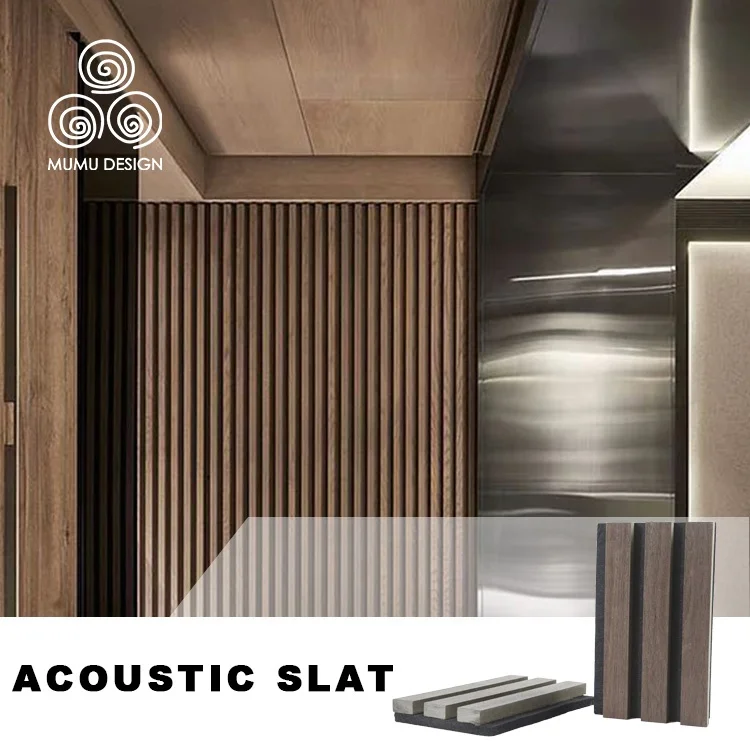 MUMU Auditorium Triangle Soundproof Custom Wood Wall Slats Supplier 3D Acoustic Panel for Sound Absorbing Sponge