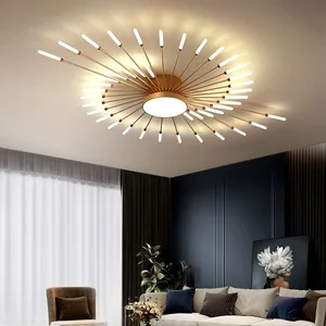 JACKSUN Living Room Large Acrylic Fireworks Shape Ceiling Lamp Gold Black Led Ceiling Pendant Lights Indoor Tube Pendant Lamp