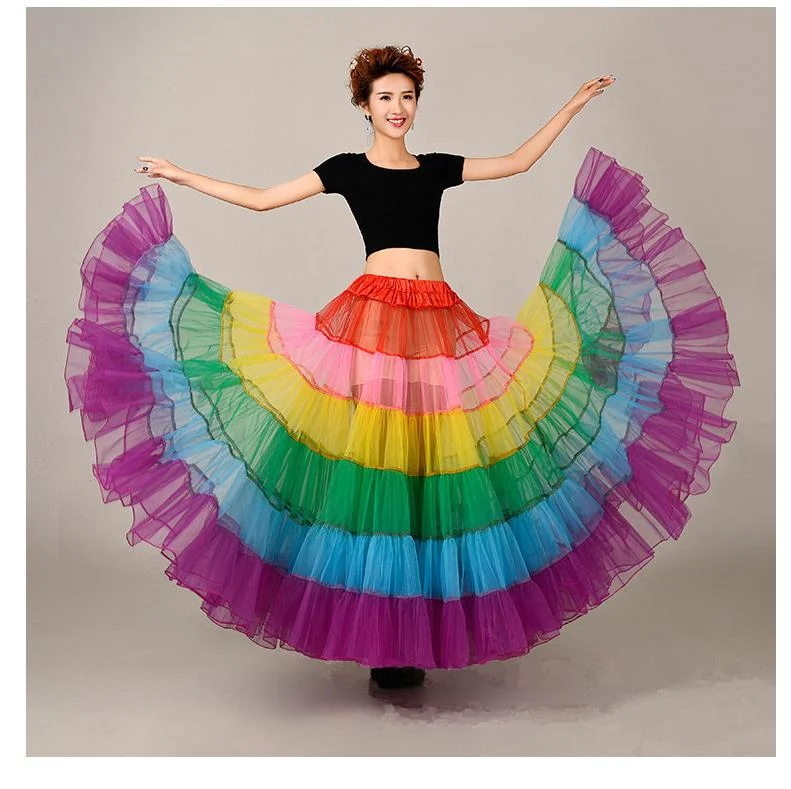 Factory Direct Vintage Multi-Layered Organdy Long Skirt for Women