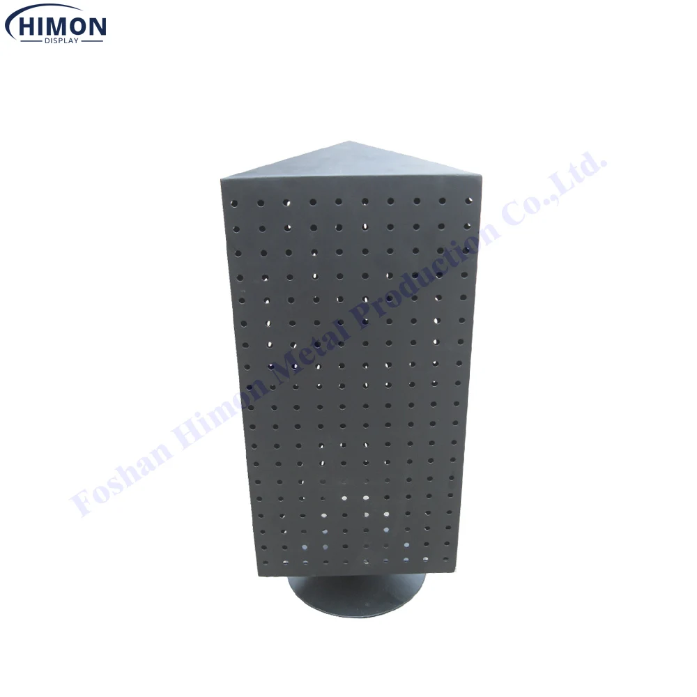 3 Sides Pegboard Small Rotating Spinner Magnet Display Counters for Retail Stores Tabletop Rotary Display Stand