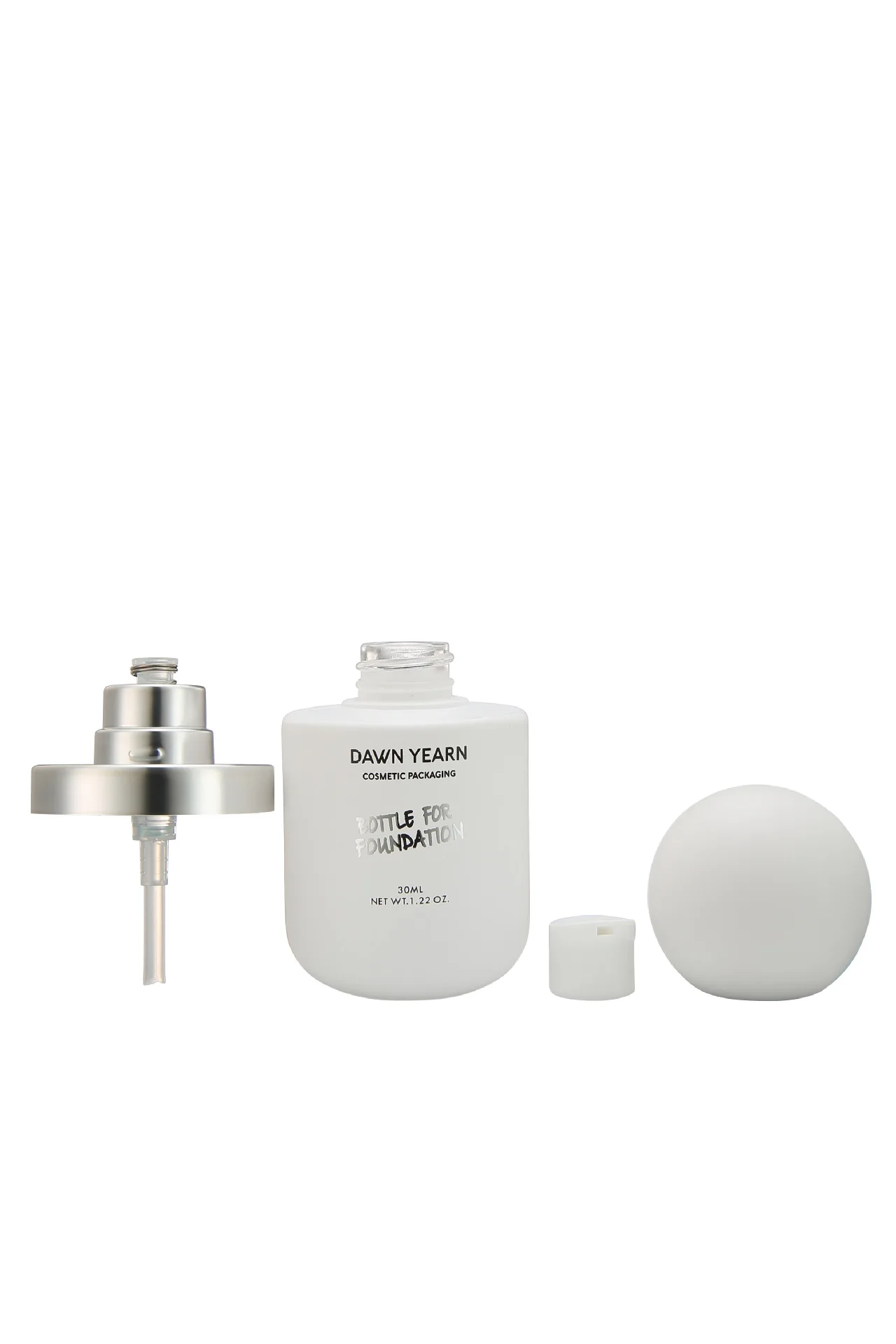 30ml Capsule Liquid Foundation Face Cream Glass Bottle Frosted White Cosmetic Packaging Cream Lotion Pump Bottles